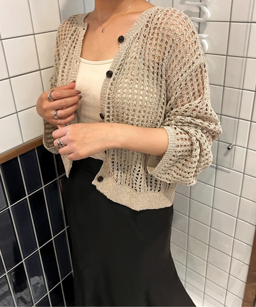 Ambre Ciel（アンブルシエル）の「2WAYメランジメッシュカーディガン／【WEB/EC限定商品】（カーディガン/ボレロ・レディース・アイボリー/ブラウン系その他・FREE）」の10枚目の写真