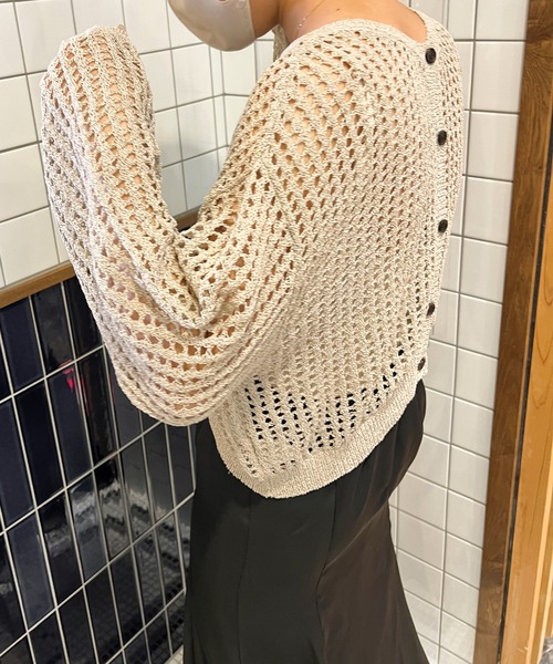 Ambre Ciel（アンブルシエル）の「2WAYメランジメッシュカーディガン／【WEB/EC限定商品】（カーディガン/ボレロ・レディース・アイボリー/ブラウン系その他・FREE）」の9枚目の写真