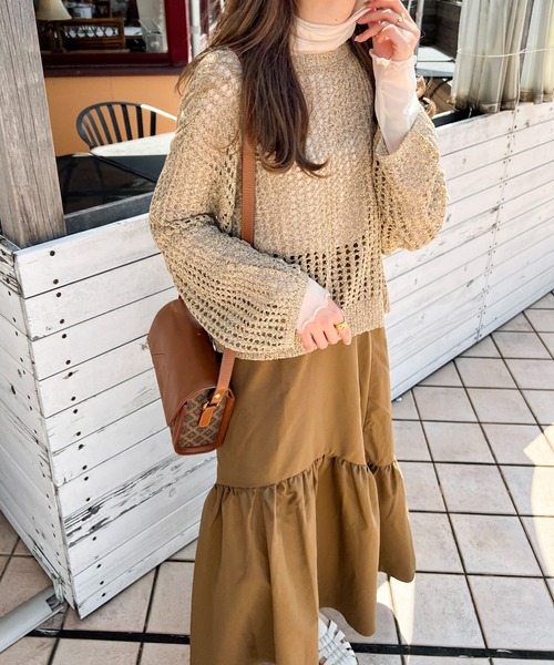 Ambre Ciel（アンブルシエル）の「2WAYメランジメッシュカーディガン／【WEB/EC限定商品】（カーディガン/ボレロ・レディース・アイボリー/ブラウン系その他・FREE）」の3枚目の写真