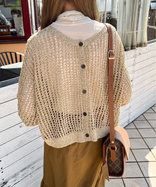 Ambre Ciel（アンブルシエル）の「2WAYメランジメッシュカーディガン／【WEB/EC限定商品】（カーディガン/ボレロ・レディース・アイボリー/ブラウン系その他・FREE）」の4枚目の写真