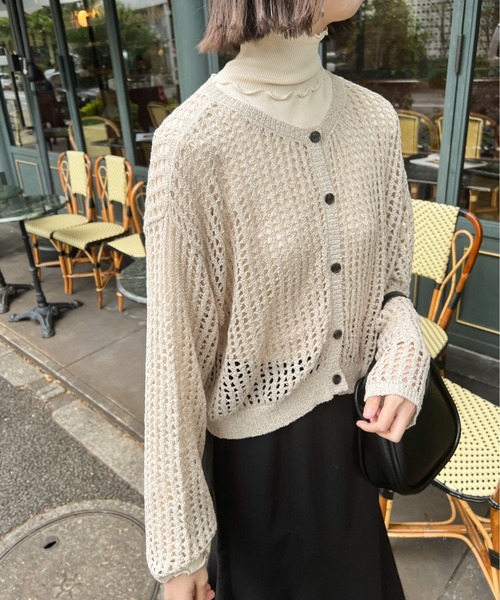 Ambre Ciel（アンブルシエル）の「2WAYメランジメッシュカーディガン／【WEB/EC限定商品】（カーディガン/ボレロ・レディース・アイボリー/ブラウン系その他・FREE）」の12枚目の写真