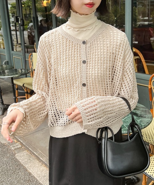 Ambre Ciel（アンブルシエル）の「2WAYメランジメッシュカーディガン／【WEB/EC限定商品】（カーディガン/ボレロ・レディース・アイボリー/ブラウン系その他・FREE）」の11枚目の写真