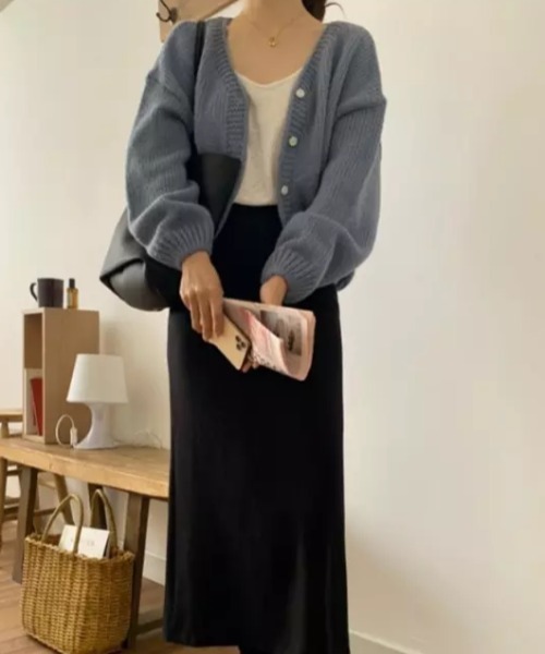 Loueme（ルエム）の「ルーズサイズVネックカーディガン（カーディガン/ボレロ・レディース・ピンク/ブルー/アイボリー/キャメル・FREE）」の7枚目の写真