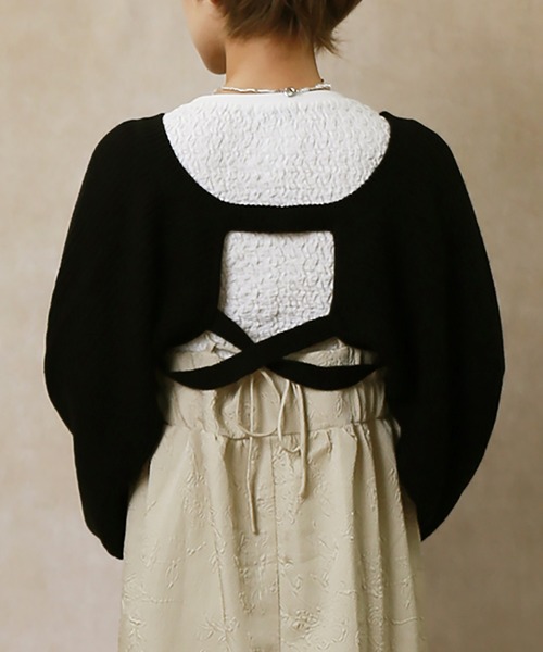 Lull（ルル）の「【Lull / ルル】バッククロスボレロカーディガン（カーディガン/ボレロ・レディース・ブラック/ピンク/ライム/オレンジ/アイボリー/マスタード・ONESIZE）」の16枚目の写真