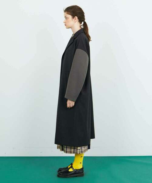 FRAPBOIS（フラボア）の「スリーブチェスター コート（チェスターコート・レディース・ブラック/グレー・2/1）」の4枚目の写真
