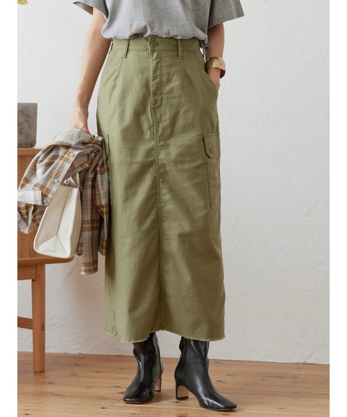 AMERICAN HOLIC（アメリカンホリック）の「アウトポケットミリタリースカート（スカート・レディース・カーキ・S/M/L）」の2枚目の写真