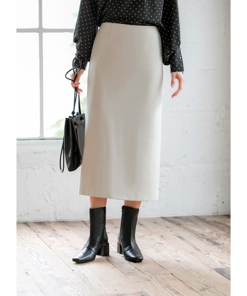 STYLE DELI(スタイルデリ)の「厚地ポンチ80cm丈ペンシルスカート(スカート・レディース・ブラック/ホワイト系/ブラウン系・SMALL/MEDIUM/X-SMALL)」の2枚目の写真
