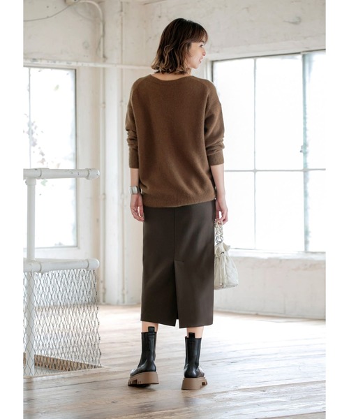 STYLE DELI(スタイルデリ)の「厚地ポンチ80cm丈ペンシルスカート(スカート・レディース・ブラック/ホワイト系/ブラウン系・SMALL/MEDIUM/X-SMALL)」の6枚目の写真
