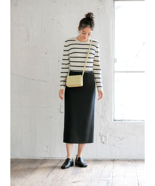 STYLE DELI(スタイルデリ)の「厚地ポンチ80cm丈ペンシルスカート(スカート・レディース・ブラック/ホワイト系/ブラウン系・SMALL/MEDIUM/X-SMALL)」の17枚目の写真