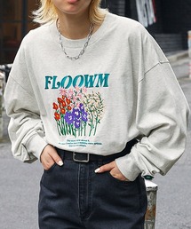 【FLOOWM】フラワーロゴ刺繍 ビッグシルエット長袖Tシャツ