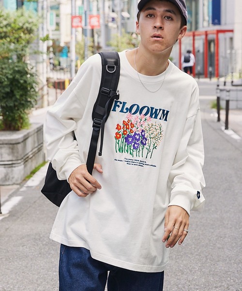 MONO-MART(モノマート)の「【FLOOWM】フラワーロゴ刺繍 ビッグシルエット長袖Tシャツ(Tシャツ/カットソー・メンズ・ブラック/ブルー/ホワイト/オートミール・M/L)」の15枚目の写真