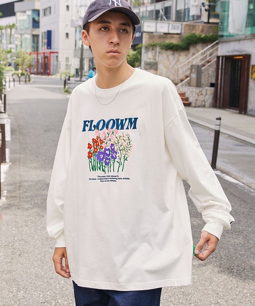 MONO-MART(モノマート)の「【FLOOWM】フラワーロゴ刺繍 ビッグシルエット長袖Tシャツ(Tシャツ/カットソー・メンズ・ブラック/ブルー/ホワイト/オートミール・M/L)」の16枚目の写真