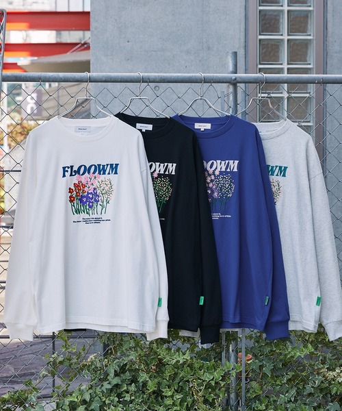 MONO-MART(モノマート)の「【FLOOWM】フラワーロゴ刺繍 ビッグシルエット長袖Tシャツ(Tシャツ/カットソー・メンズ・ブラック/ブルー/ホワイト/オートミール・M/L)」の10枚目の写真