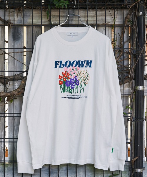 MONO-MART(モノマート)の「【FLOOWM】フラワーロゴ刺繍 ビッグシルエット長袖Tシャツ(Tシャツ/カットソー・メンズ・ブラック/ブルー/ホワイト/オートミール・M/L)」の12枚目の写真