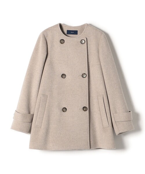SHIPS(シップス)の「*SUPER140ノーカラーAラインPコート◇(ピーコート・レディース・ベージュ/ネイビー・SMALL/MEDIUM)」の19枚目の写真