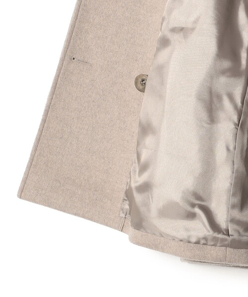 SHIPS(シップス)の「*SUPER140ノーカラーAラインPコート◇(ピーコート・レディース・ベージュ/ネイビー・SMALL/MEDIUM)」の3枚目の写真