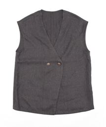 Samansa Mos2 blue | ツイードライクダブルボタンベスト【セットアップ可】(ベスト)