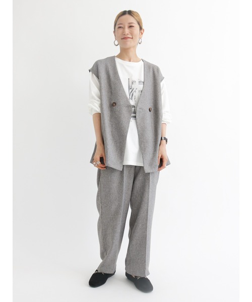 サマンサモスモス　セットアップ おうち刺繍ルームセットアップ（チャコールグレー/キナリ/雑貨