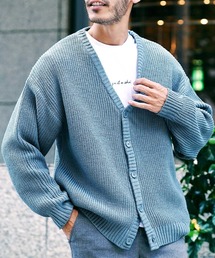 畦編みニット ルーズカーディガン