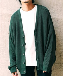 畦編みニット ルーズカーディガン