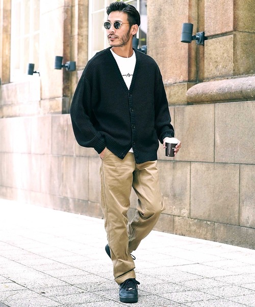 roshell（ロシェル）の「畦編みニット ルーズカーディガン（カーディガン/ボレロ・メンズ・グレー系その他/ベージュ系その他/ブラック/ホワイト/グリーン/ブルー系その他/ブラウン/ミックスグレー・MEDIUM/X-LARGE/LARGE）」の14枚目の写真