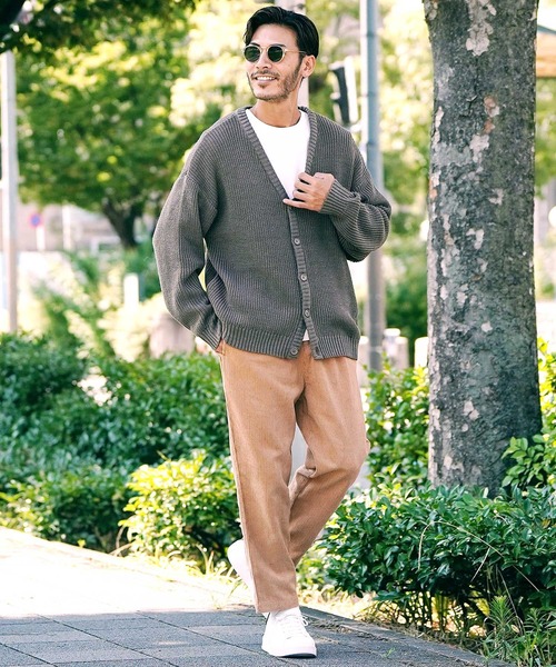 roshell（ロシェル）の「畦編みニット ルーズカーディガン（カーディガン/ボレロ・メンズ・グレー系その他/ベージュ系その他/ブラック/ホワイト/グリーン/ブルー系その他/ブラウン/ミックスグレー・MEDIUM/X-LARGE/LARGE）」の16枚目の写真