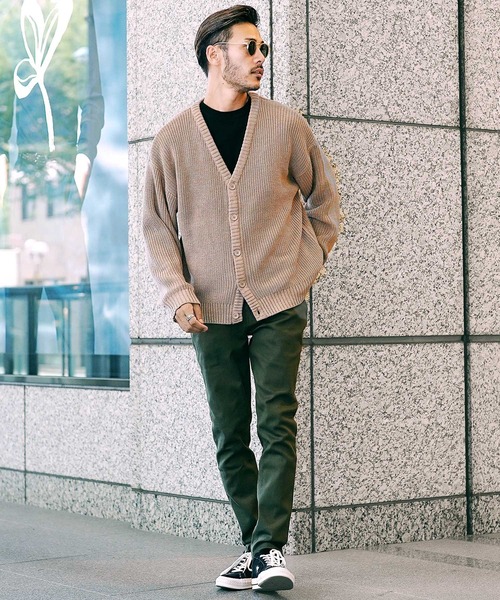 roshell（ロシェル）の「畦編みニット ルーズカーディガン（カーディガン/ボレロ・メンズ・グレー系その他/ベージュ系その他/ブラック/ホワイト/グリーン/ブルー系その他/ブラウン/ミックスグレー・MEDIUM/X-LARGE/LARGE）」の21枚目の写真