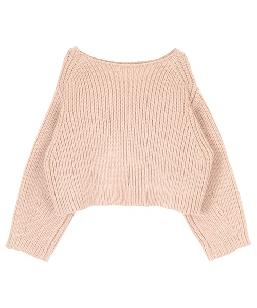 titivate（ティティベイト）の「片畦ボートネックカジュアルニット（ニット/セーター・レディース・ブルー/ピンク/ライトベージュ・FREE）」の4枚目の写真