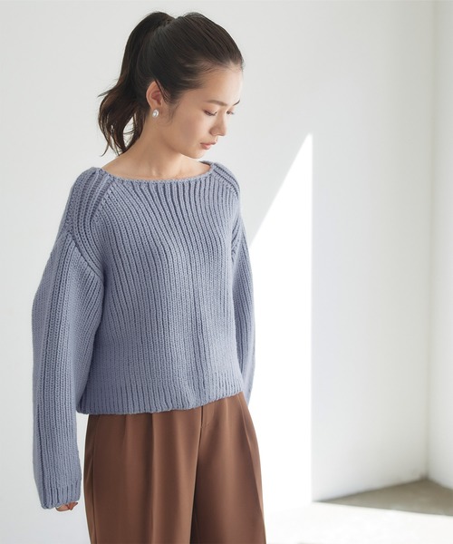 titivate（ティティベイト）の「片畦ボートネックカジュアルニット（ニット/セーター・レディース・ブルー/ピンク/ライトベージュ・FREE）」の21枚目の写真