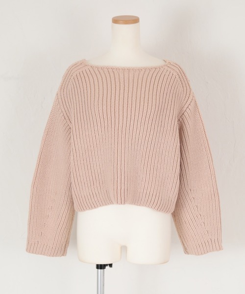 titivate（ティティベイト）の「片畦ボートネックカジュアルニット（ニット/セーター・レディース・ブルー/ピンク/ライトベージュ・FREE）」の19枚目の写真