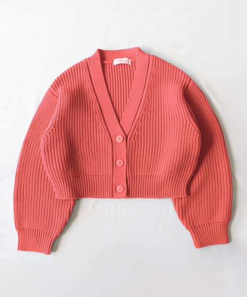 me+em select（ミームセレクト）の「※※ショート丈ボリュームリブニットカーディガン ／ short volume libknit cardigan（カーディガン/ボレロ・レディース・ダークブルー/ライム/イエロー/ブラック/ブルー/モカ/ブラウン/オレンジ/アイボリー/パープル/ライトグリーン/ライトブルー/ライトピンク/グレー・FREE）」の14枚目の写真