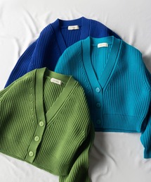 ※※ショート丈ボリュームリブニットカーディガン / short volume libknit cardigan