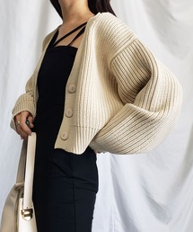 ※※ショート丈ボリュームリブニットカーディガン / short volume libknit cardigan