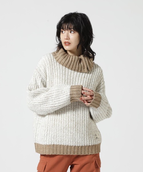 AVIREX（アヴィレックス）の「TURTLE MELANGE KNIT TOPS/ タートルメランジニットトップス（ニット/セーター・レディース・ブルー/ブラック/ホワイト系2・F）」の20枚目の写真