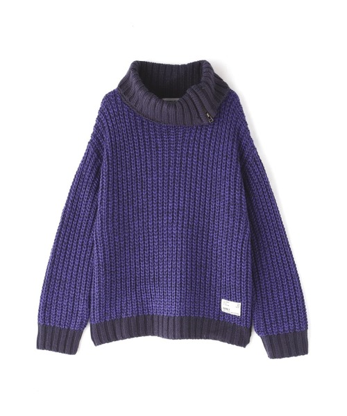 AVIREX（アヴィレックス）の「TURTLE MELANGE KNIT TOPS/ タートルメランジニットトップス（ニット/セーター・レディース・ブルー/ブラック/ホワイト系2・F）」の18枚目の写真