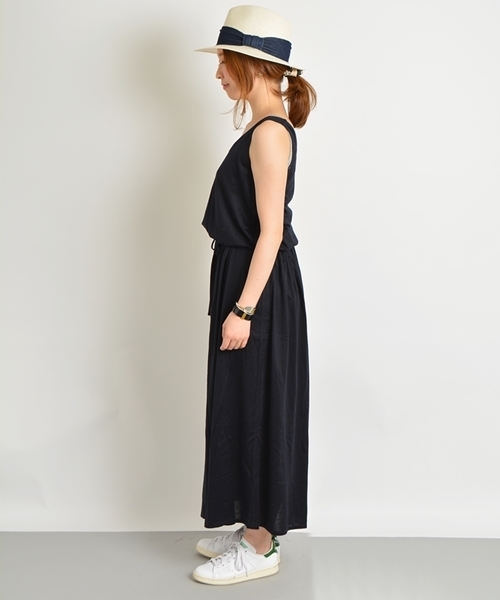 SHIPS for women(シップスフォーウィメン)の「ジャージーマキシワンピース◇(ワンピース・レディース・ブラック/ベージュ/ネイビー・ONE SIZE)」の4枚目の写真
