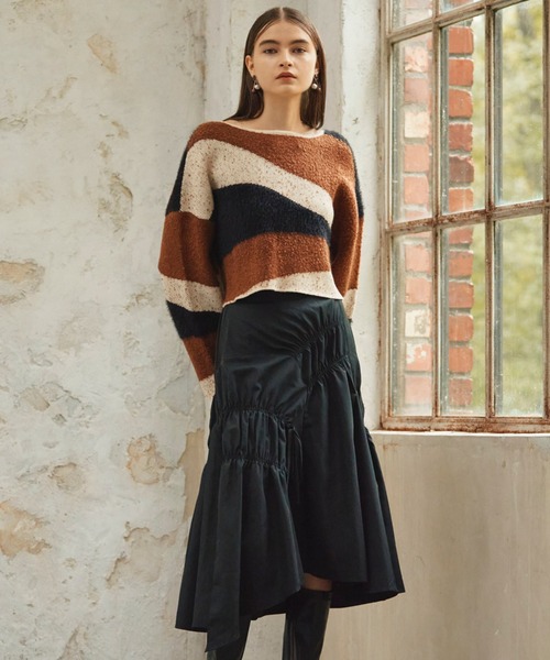Cheek（チーク）の「ＭＩＸ柄デザインニット（ニット/セーター・レディース・ブラック/ブラウン/カーキ・MEDIUM）」の4枚目の写真