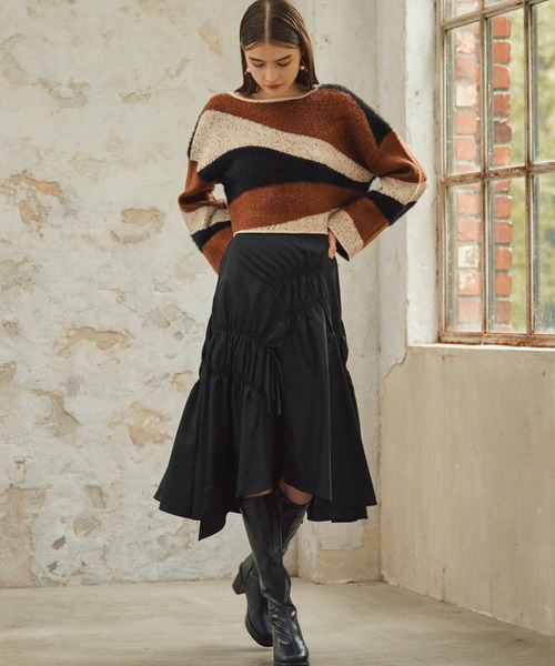 Cheek（チーク）の「ＭＩＸ柄デザインニット（ニット/セーター・レディース・ブラック/ブラウン/カーキ・MEDIUM）」の18枚目の写真