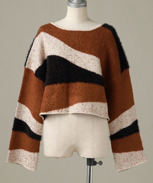 Cheek（チーク）の「ＭＩＸ柄デザインニット（ニット/セーター・レディース・ブラック/ブラウン/カーキ・MEDIUM）」の9枚目の写真