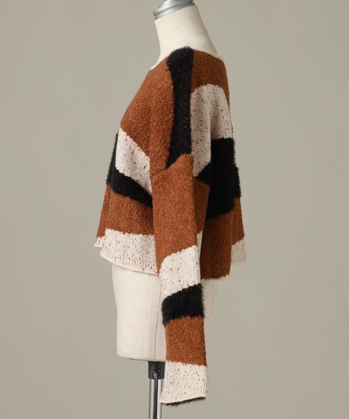 Cheek（チーク）の「ＭＩＸ柄デザインニット（ニット/セーター・レディース・ブラック/ブラウン/カーキ・MEDIUM）」の17枚目の写真