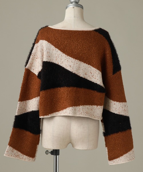 Cheek（チーク）の「ＭＩＸ柄デザインニット（ニット/セーター・レディース・ブラック/ブラウン/カーキ・MEDIUM）」の12枚目の写真