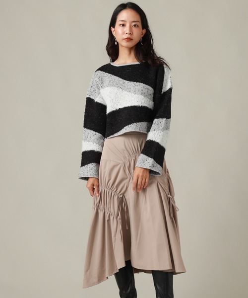 Cheek（チーク）の「ＭＩＸ柄デザインニット（ニット/セーター・レディース・ブラック/ブラウン/カーキ・MEDIUM）」の5枚目の写真