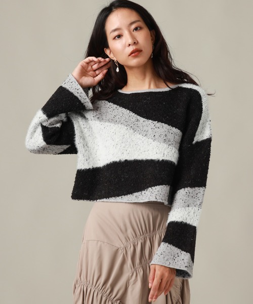 Cheek（チーク）の「ＭＩＸ柄デザインニット（ニット/セーター・レディース・ブラック/ブラウン/カーキ・MEDIUM）」の19枚目の写真
