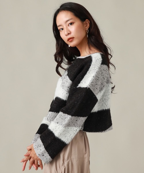 Cheek（チーク）の「ＭＩＸ柄デザインニット（ニット/セーター・レディース・ブラック/ブラウン/カーキ・MEDIUM）」の22枚目の写真