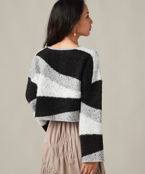 Cheek（チーク）の「ＭＩＸ柄デザインニット（ニット/セーター・レディース・ブラック/ブラウン/カーキ・MEDIUM）」の8枚目の写真