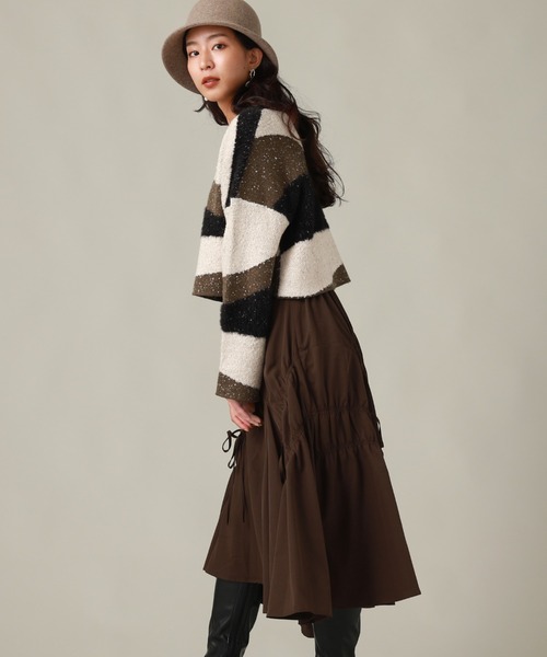 Cheek（チーク）の「ＭＩＸ柄デザインニット（ニット/セーター・レディース・ブラック/ブラウン/カーキ・MEDIUM）」の14枚目の写真