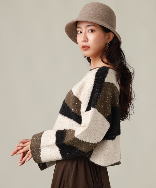 Cheek（チーク）の「ＭＩＸ柄デザインニット（ニット/セーター・レディース・ブラック/ブラウン/カーキ・MEDIUM）」の20枚目の写真