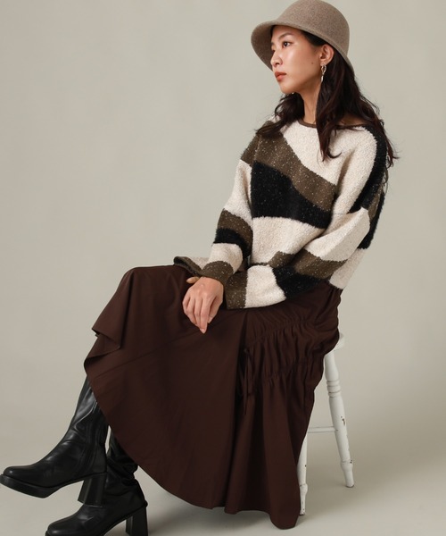 Cheek（チーク）の「ＭＩＸ柄デザインニット（ニット/セーター・レディース・ブラック/ブラウン/カーキ・MEDIUM）」の16枚目の写真