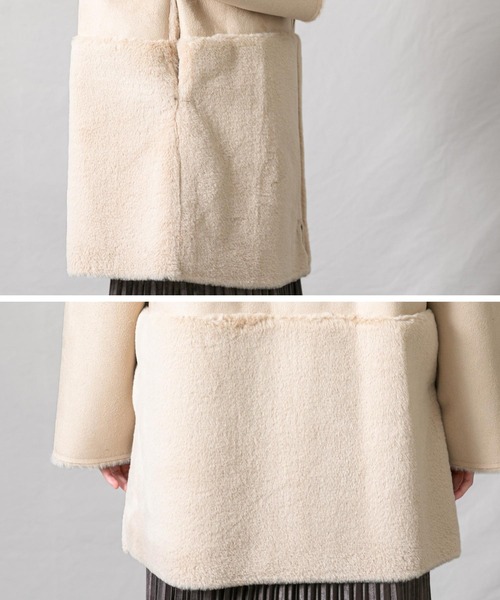 Gready Brilliant（グレディブリリアン）の「フェイクムートンノーカラーコート（ムートンコート・レディース・グレイッシュベージュ・FREE）」の15枚目の写真