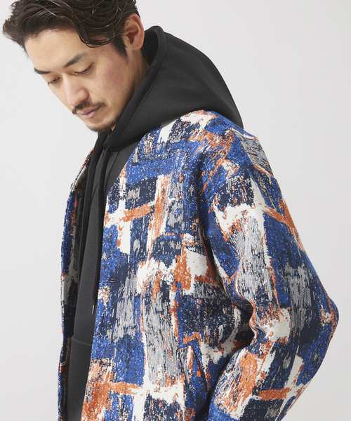 JOURNAL STANDARD relume（ジャーナルスタンダード　レリューム）の「ゴブラン風 カーディガンジャケット（ノーカラージャケット・メンズ・ブラック/ネイビー/ライトグリーン・MEDIUM/LARGE）」の3枚目の写真